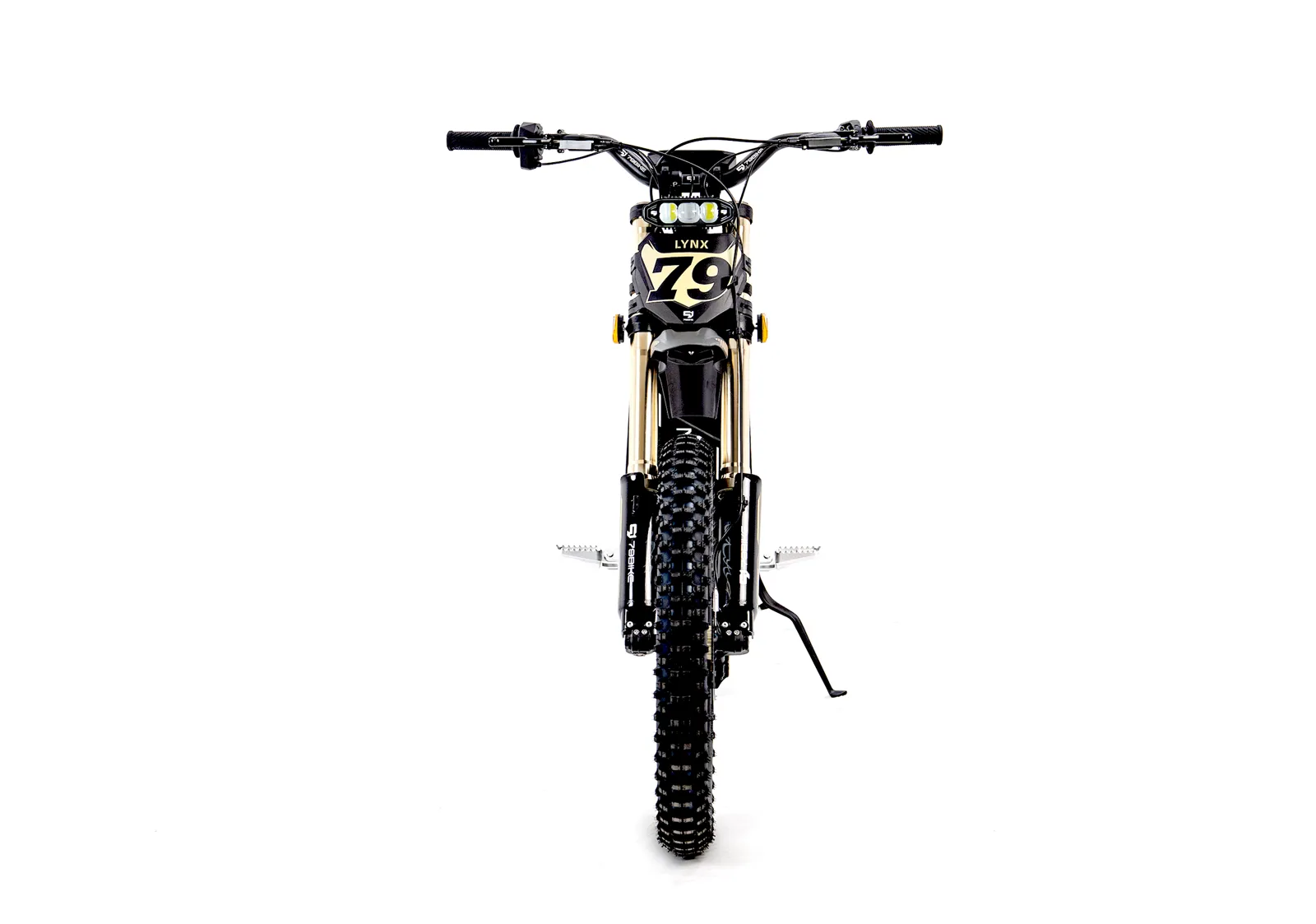 79BIKE Lynx preta e dourada vista frontal